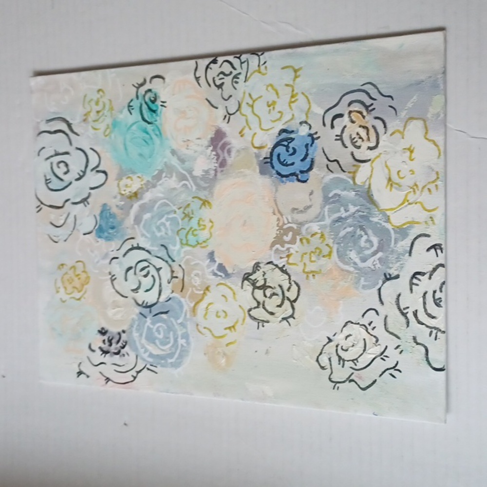 4/$80 New "Roses" Canvas Painting - 9 in. x 12 in. Flat Canvas